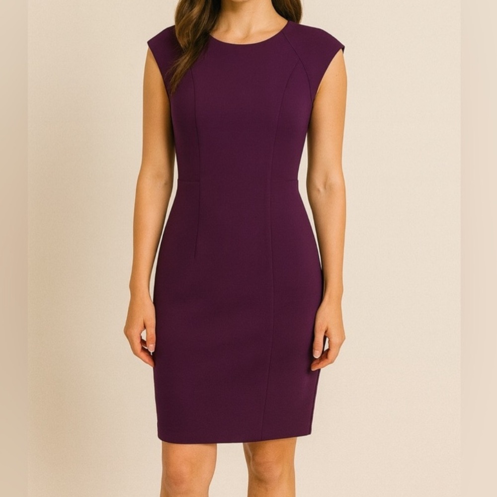 DKNY Purple Cap Sleeve‎ Sheath Dress Size 4